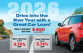 New Vehicles as low as 4.74% APR and Used or Refinanced Vehicles as low as 5.74% APR